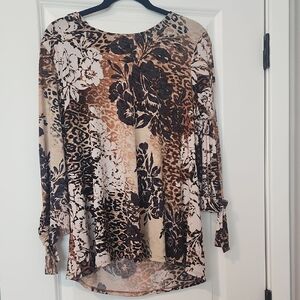 Cocomo Black and Tan Asymmetrical Blouse